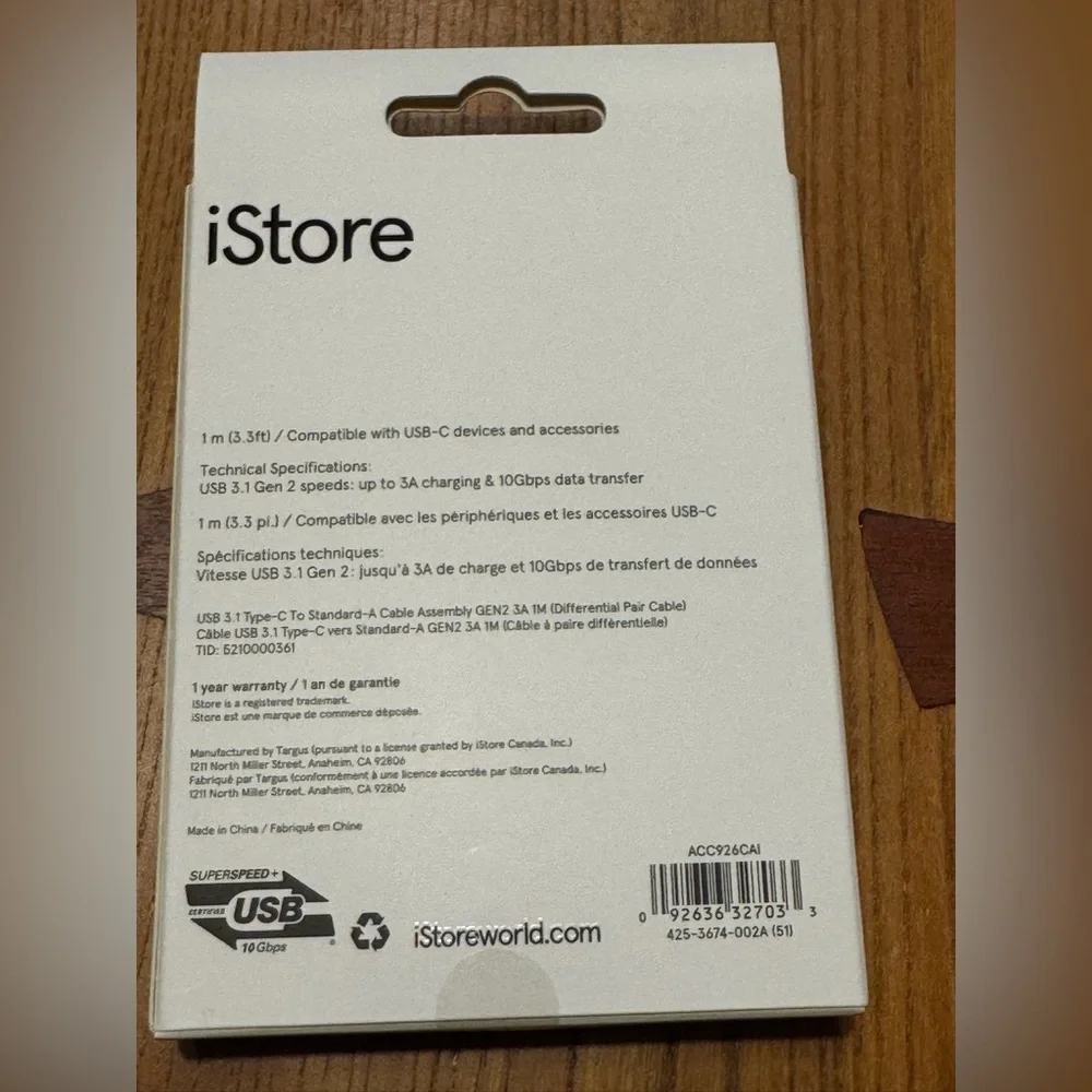 🆕IStore USB-C to USB-A Cable - Black (1m)